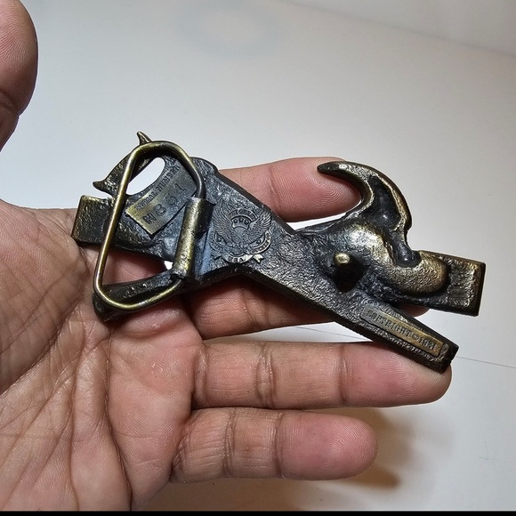 Vintage The Great American Buckle Company  Saw Hammer Level Brass Belt Buckle - Picture 7 of 10